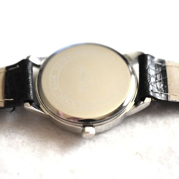 Geneva Snazzy Silver Tone Rhinestone Accent Black Band New Battery Watch - Picture 4 of 4